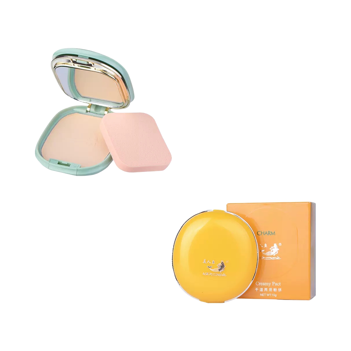 推荐商品：Mermaid/美人鱼 美肤定油经典粉饼套装