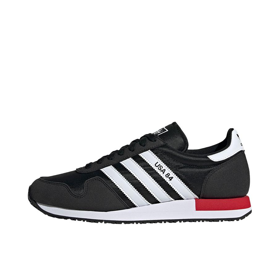 推荐商品：adidas Originals USA 84 轻便透气 舒适耐磨 复古防滑 织物 运动 跑鞋 黑色/白色/红色