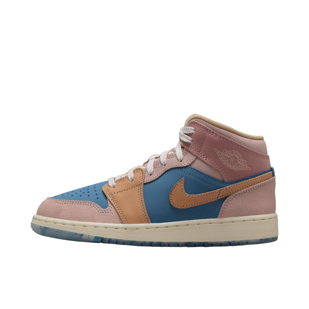 推荐商品：Air Jordan 1 板鞋 运动休闲鞋 复古潮流支撑合成革 粉色/蓝色