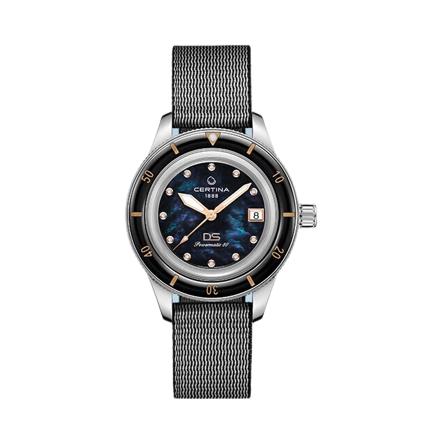推荐商品：Certina/雪铁纳 DS PH200M系列 39mm200M防水织物精钢表壳自动机械女士手表