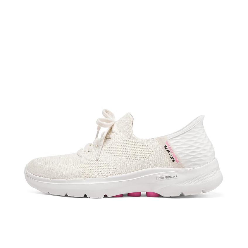 推荐商品：Skechers/斯凯奇 Go Walk Slip-ins 闪穿科技 缓震网面 舒适耐磨 轻便透气 一脚蹬 休闲鞋 女款/白色