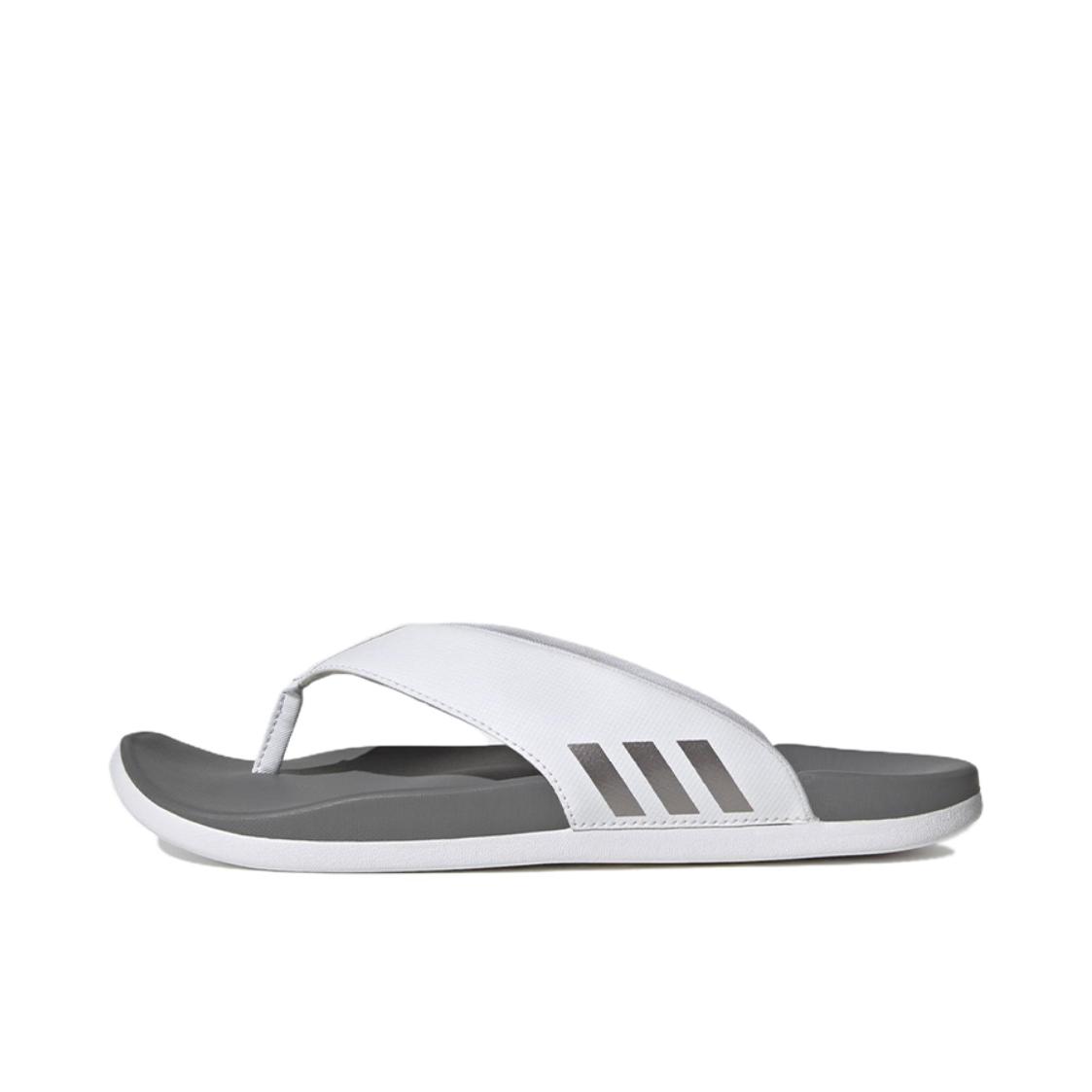 推荐商品：adidas Adilette Comfort Flip Flops 休闲简约 轻运动 人字 拖鞋 灰色/白色