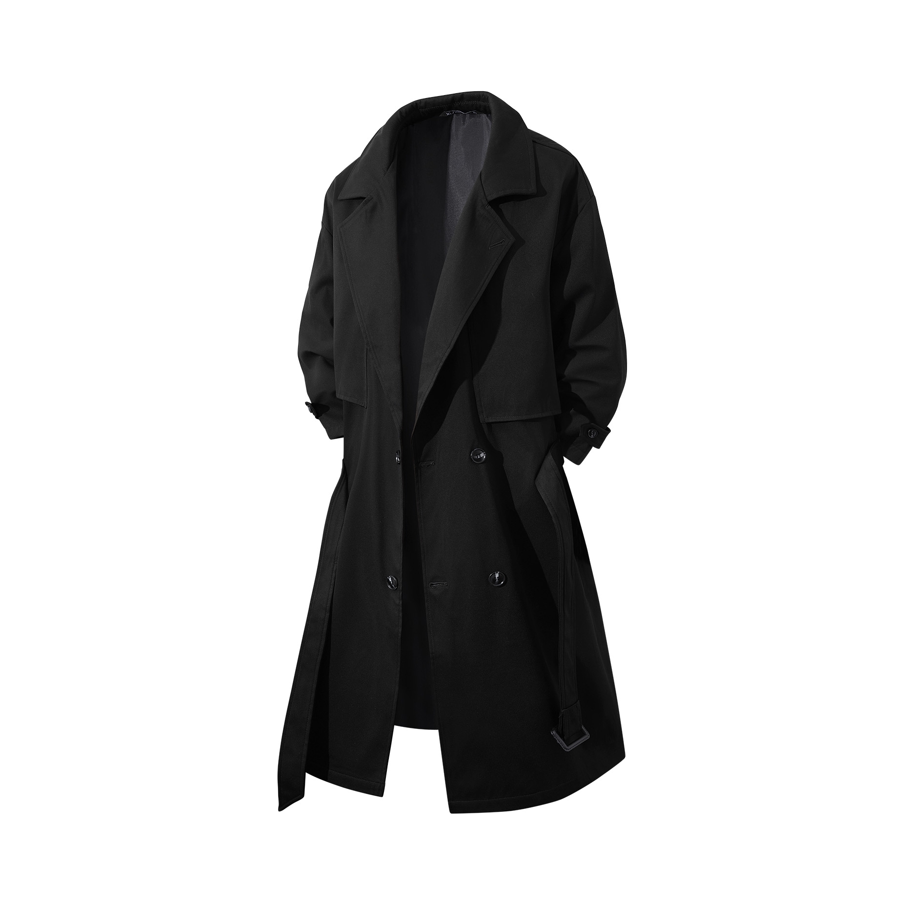 推荐商品：DORAEMON/哆啦A梦 学院风 涤纶双排扣翻领收腰风衣 男女同款 416419D 黑