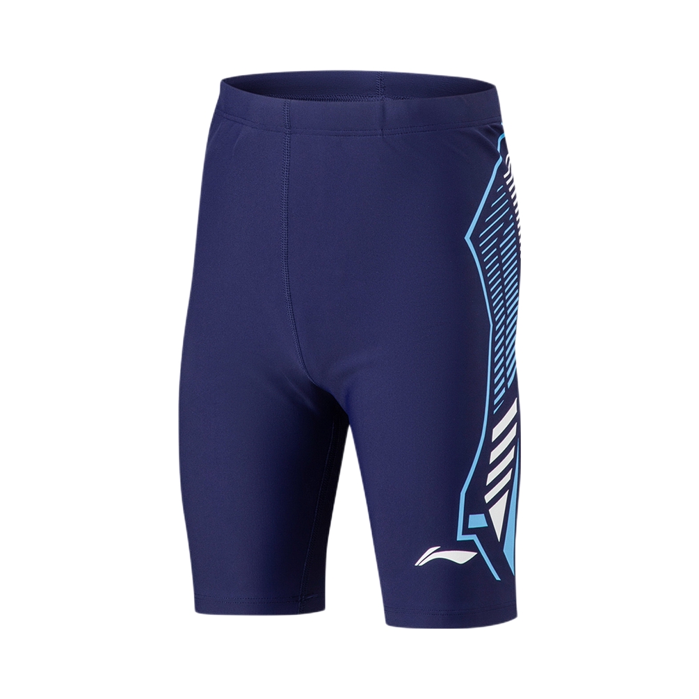 推荐商品：李宁童装  游泳系列调节裤腰速干平口紧身五分泳裤儿童 男中大童 YSSU001 深紫蓝