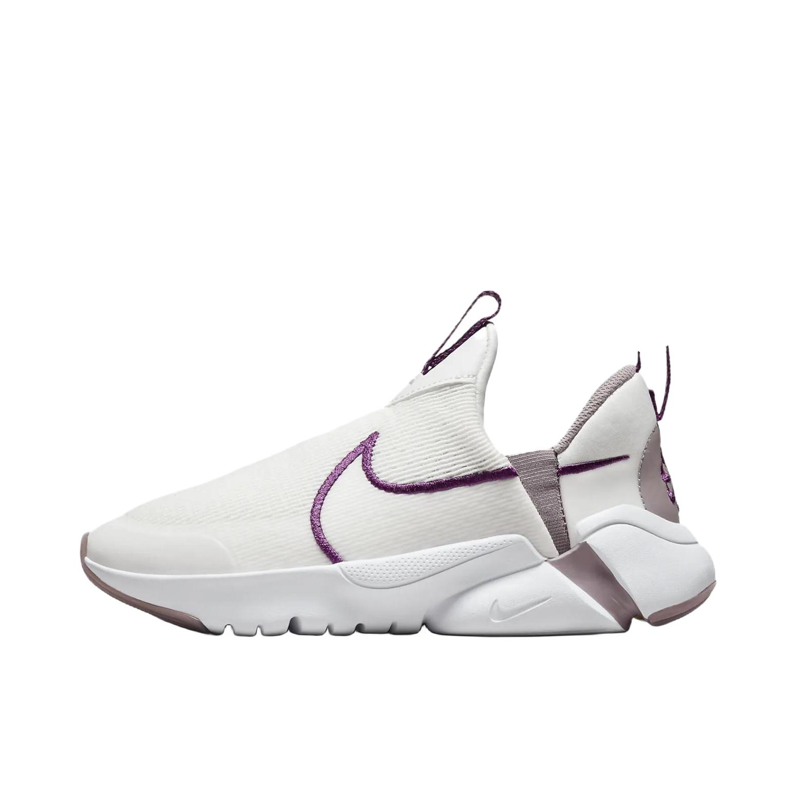 推荐商品：Nike Flex Plus 2 跑鞋 舒适百搭耐磨透气网面一脚蹬易穿脱 大童/白色/紫色