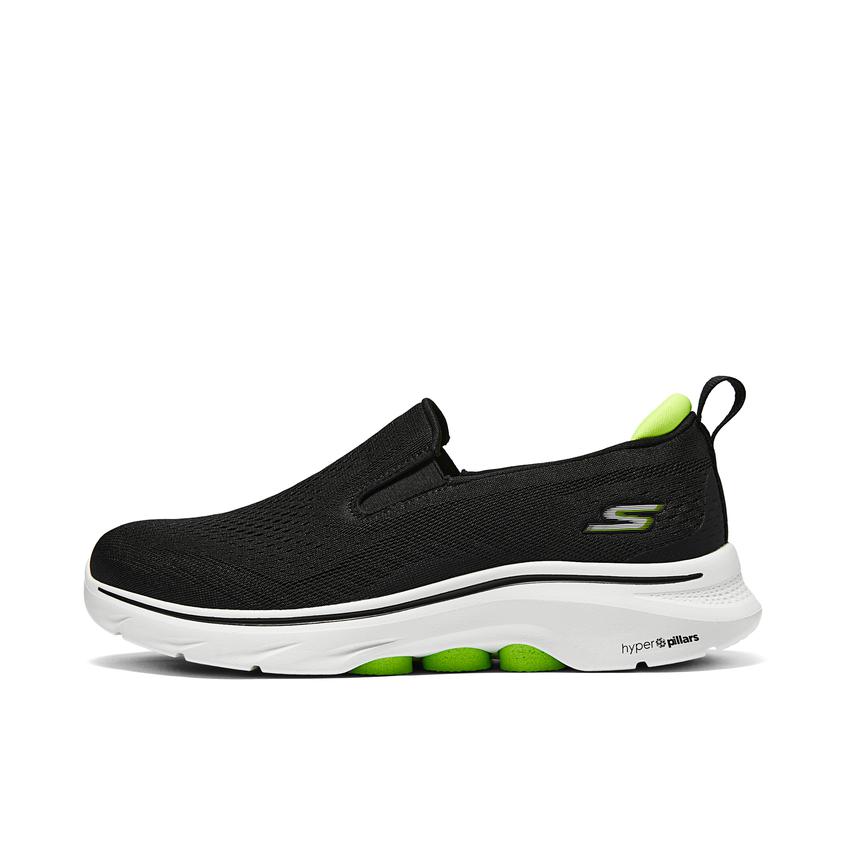 推荐商品：Skechers/斯凯奇 一脚蹬 健步 防滑耐磨 网面透气 支撑 休闲百搭 跑鞋 216637 黑色/柠檬色