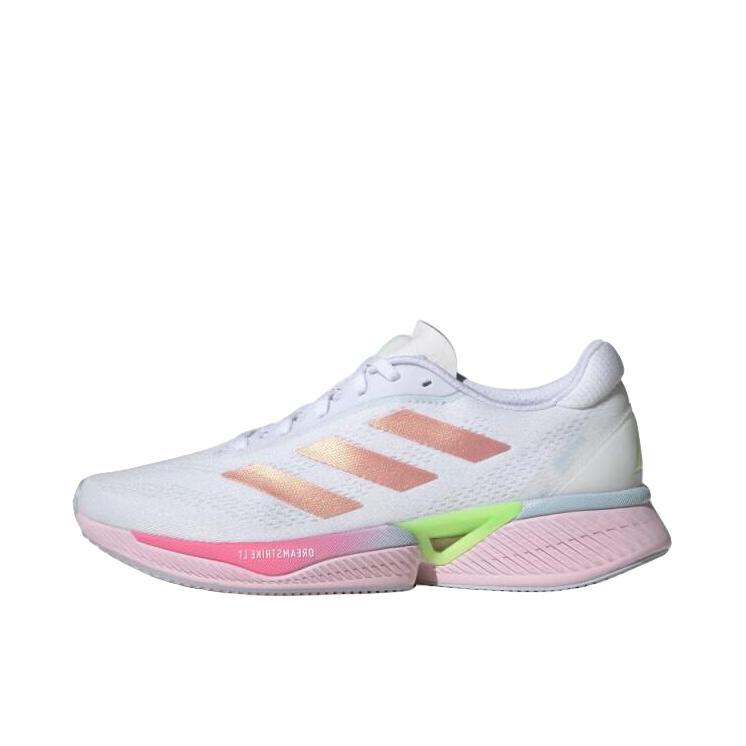 推荐商品：adidas Supernova Eterno 跑鞋 织物回弹减震防滑耐磨慢跑体测训练轻便 白色/粉色