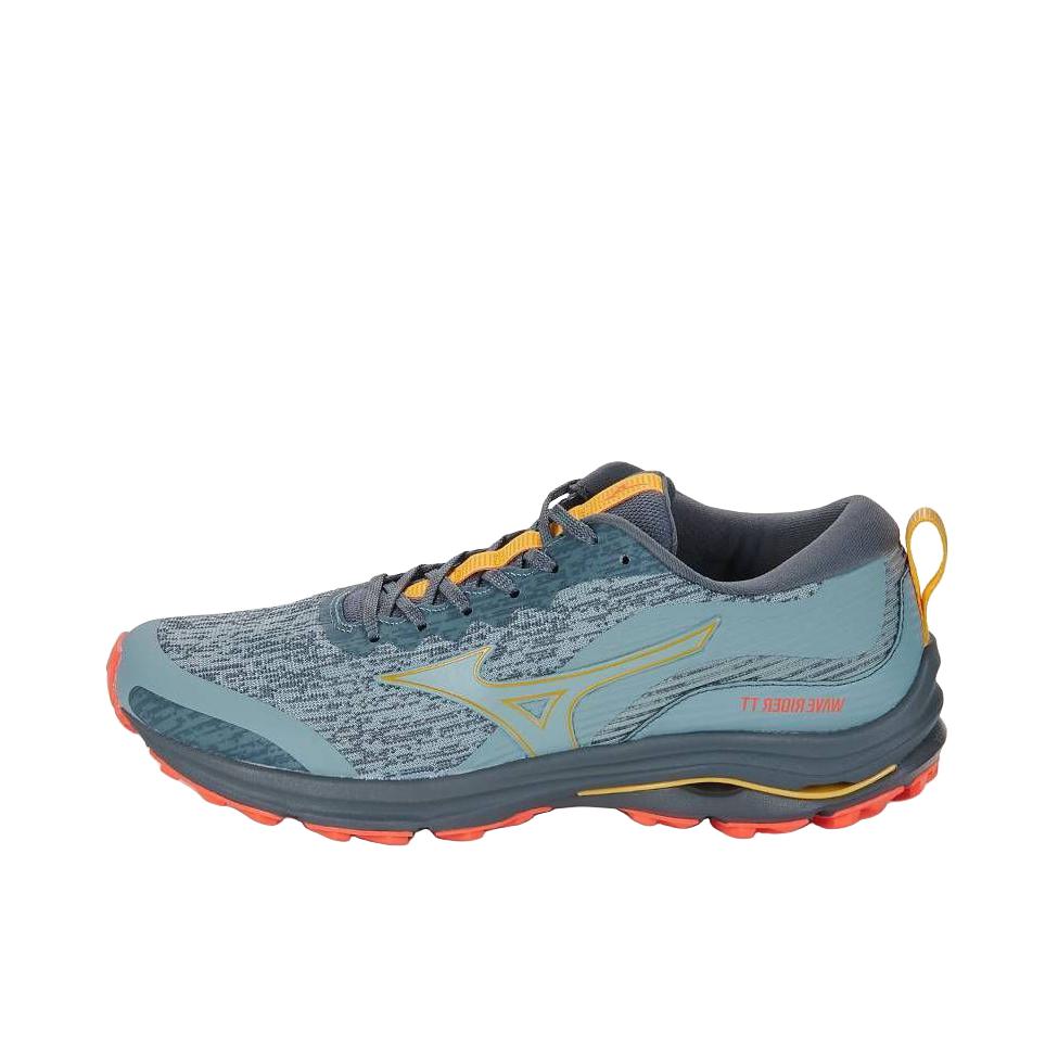 推荐商品：MIZUNO WAVE RIDER TT 休闲耐磨 防滑 减震 跑鞋 青色/橙色