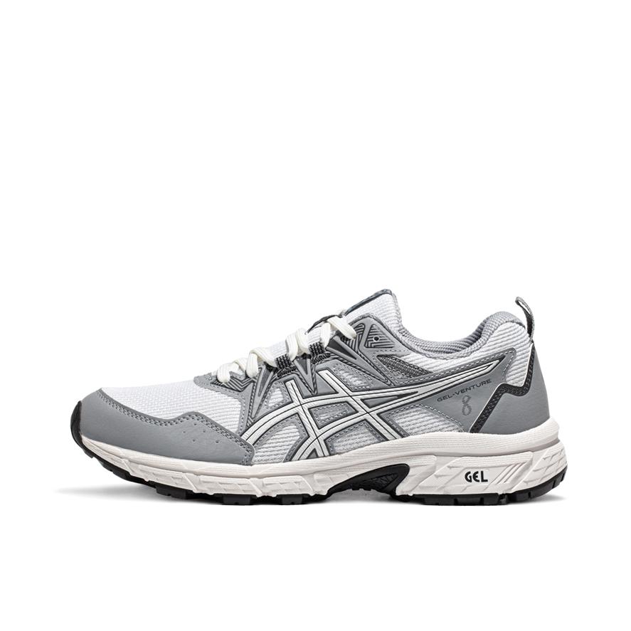 推荐商品：Asics/亚瑟士 Gel-Venture 8 跑鞋 缓冲抓地网面透气缓震防滑耐磨时尚复古越野型回弹包裹性 灰色/白色