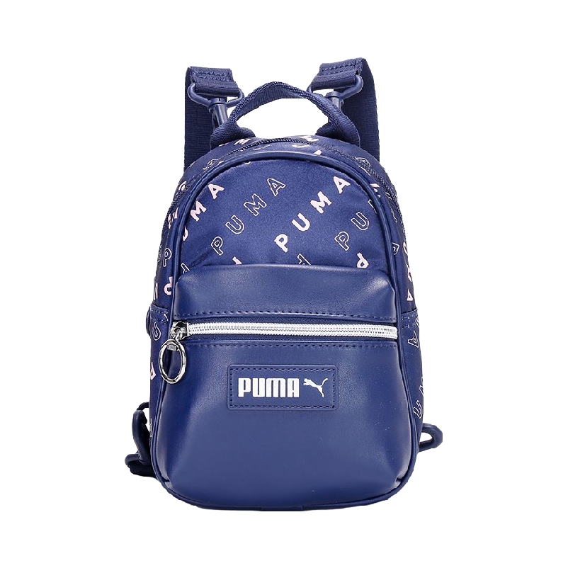Puma Prime Classics Minime Backpack 人造革拼织物涤纶拉链开合双肩背包 蓝色 078333-02