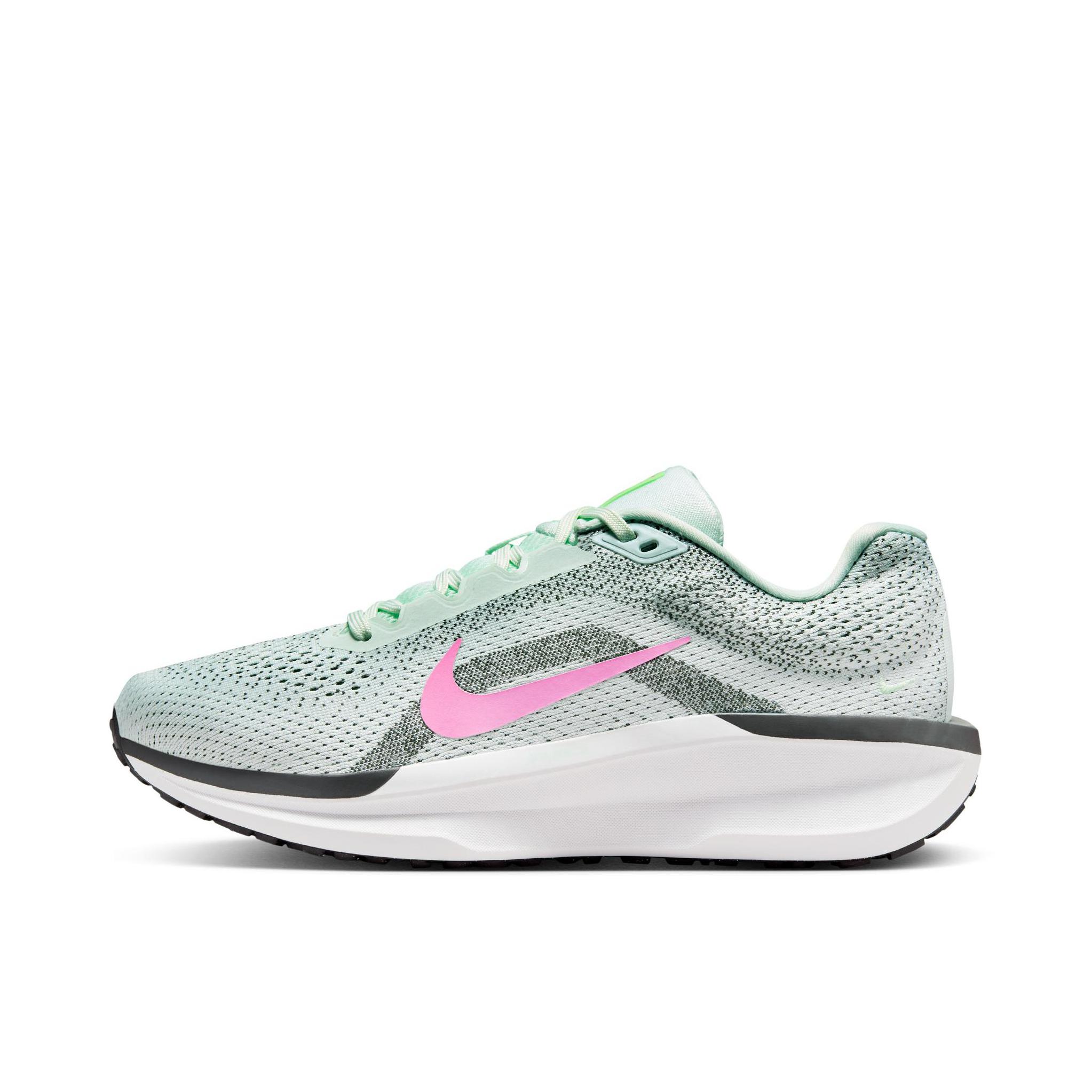 推荐商品：Nike Winflo 11 跑鞋 网面轻便减震简约休闲长跑短跑训练防水圆头贴合支撑 微绿/趣味粉/煤黑/白色