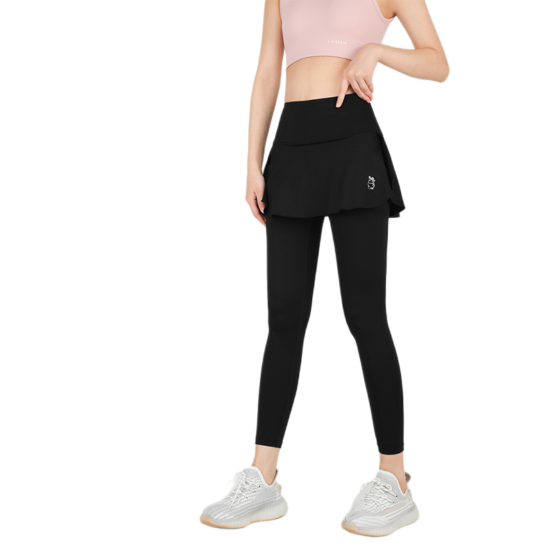 推荐商品：MaxRun World 速干假两件紧身瑜伽裤 女装 W38-14 九分裙裤