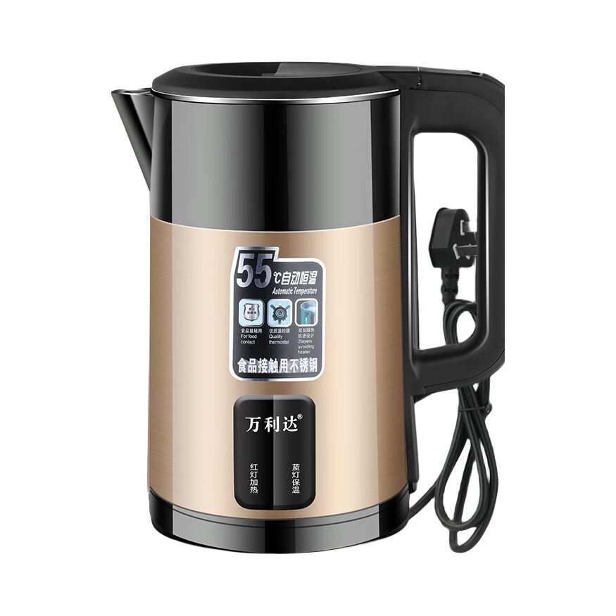 推荐商品：malata/万利达 电水壶 3L 304不锈钢 一体 智能恒温 豪华 自动断电 耐用 加厚 智能保温 防烫 彩钢 快煮烧水 快速
