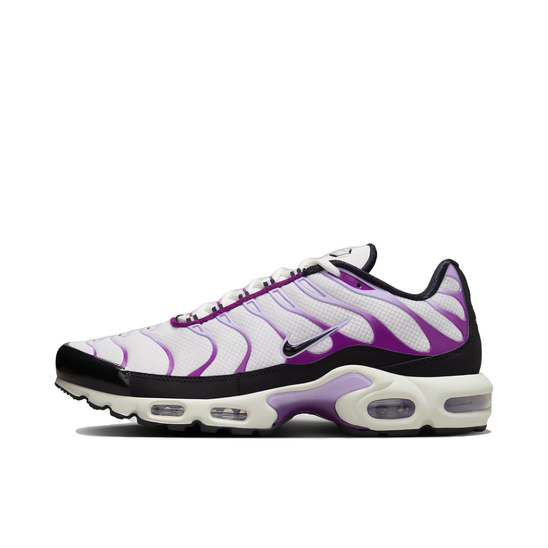 推荐商品：Nike Air Max Plus 跑鞋 休闲舒适轻便网布透气防滑耐磨气垫缓震包裹性贴合圆头 白紫