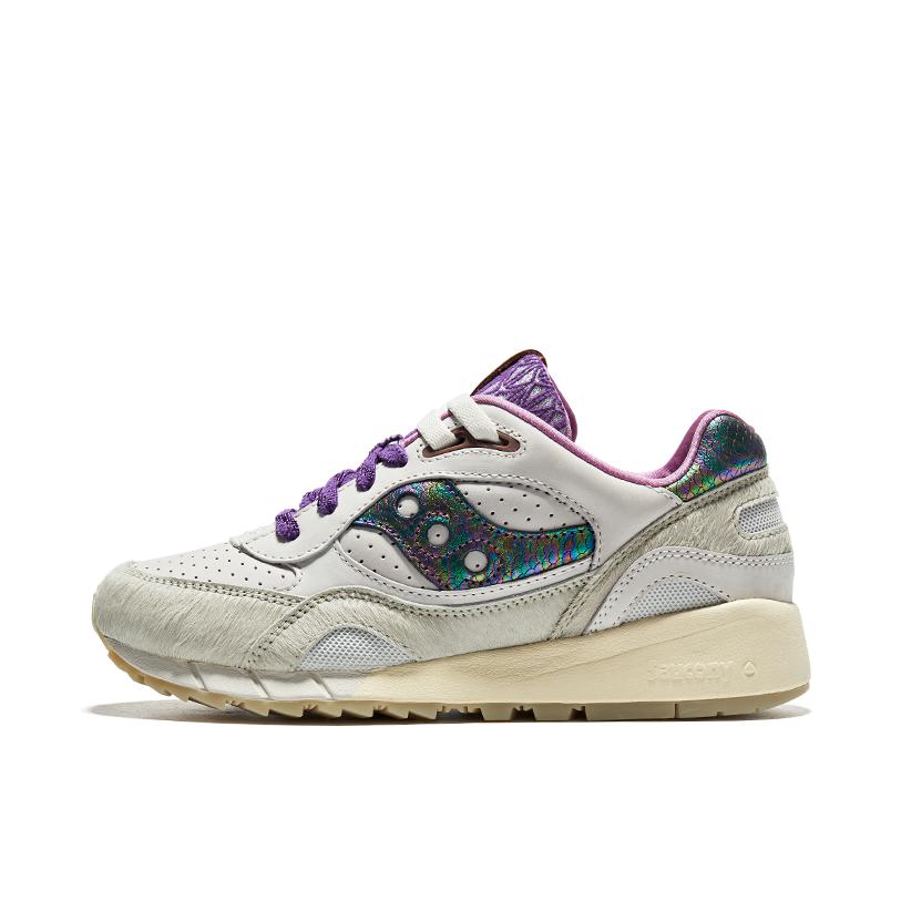 推荐商品：Saucony/索康尼 Shadow 6000 经典复古 防滑耐磨 舒适休闲 透气 防水 织物 运动 跑鞋 米色/绿色/紫色