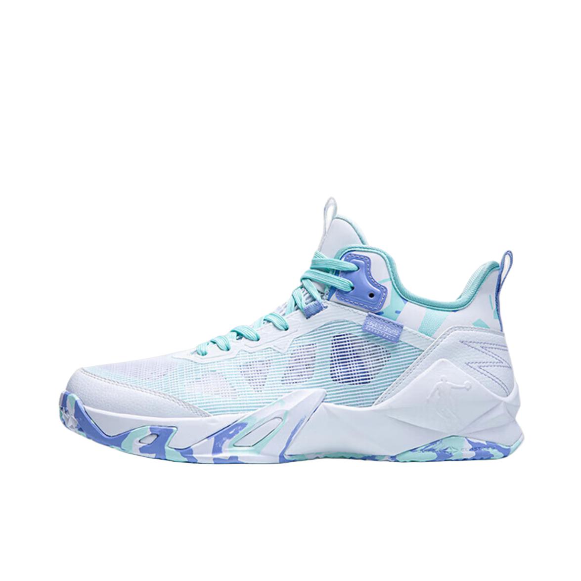 推荐商品：乔丹体育 爆影 网面 防滑 减震 学生 篮球鞋 XM25240108F 乔丹白/水波色