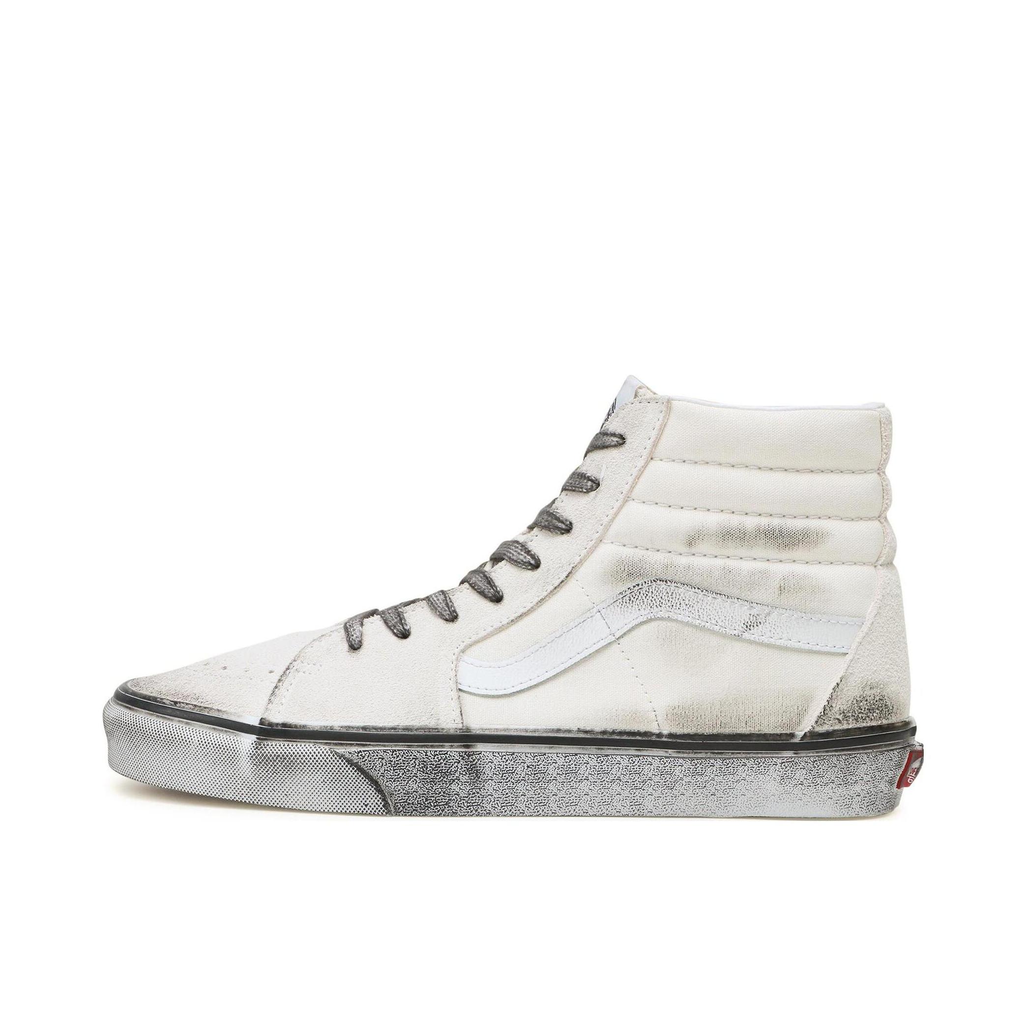 推荐商品：Vans/范斯 SK8-Hi 板鞋 潮流经典拼接复古街头厚底 白色/做旧