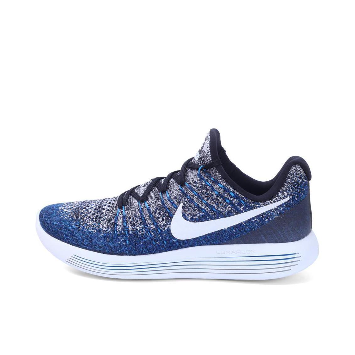 推荐商品：Nike LunarEpic Flyknit 2 登月 跑鞋 飞线编织防滑耐磨舒适轻便缓震透气织物运动潮流 Black/White/Photo Blue 蓝白