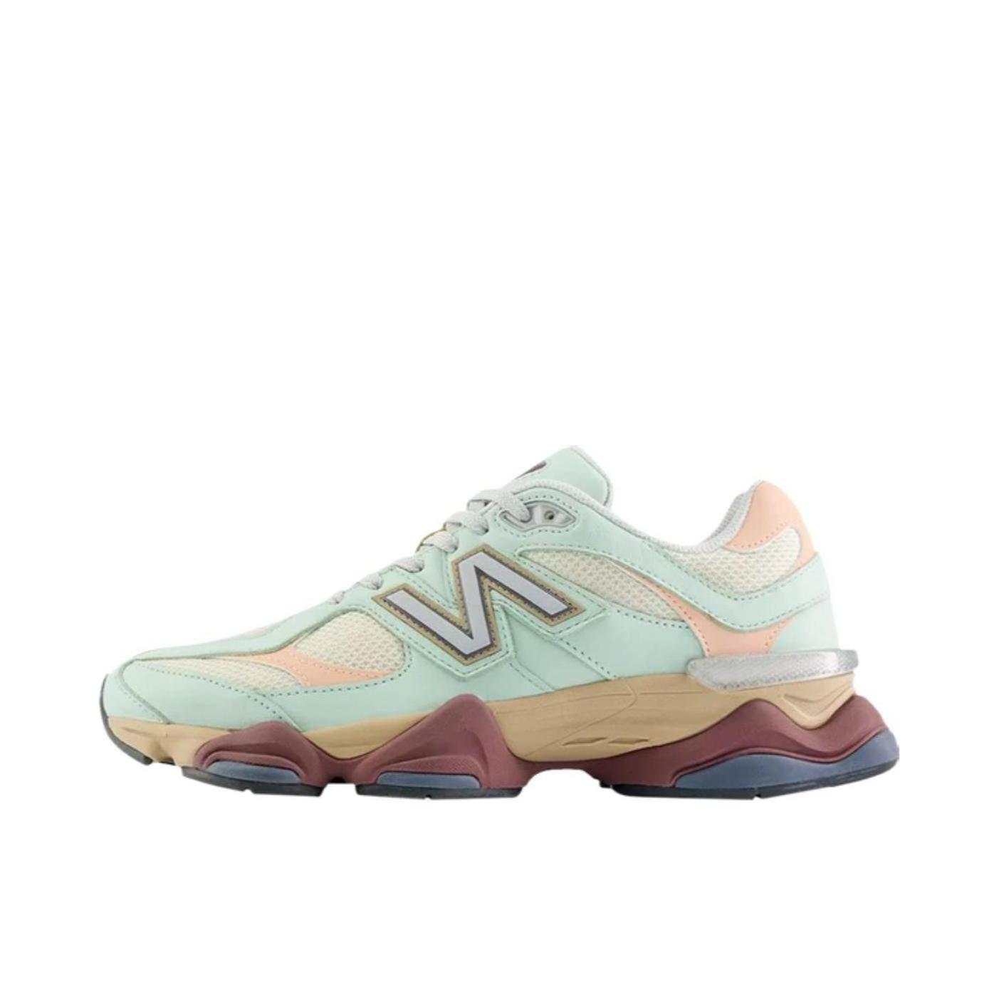推荐商品：New Balance 9060 跑鞋 绒面革舒适减震网面透气防滑耐磨拼接复古增高圆头贴合耐穿 棕色/绿色