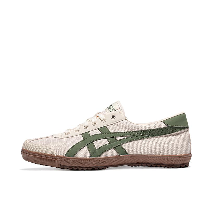 推荐商品：Asics/亚瑟士 TSG-110 防滑耐磨 舒适减震 复古时尚 简约 织物 薄底 运动休闲鞋 德训鞋 米色/绿色