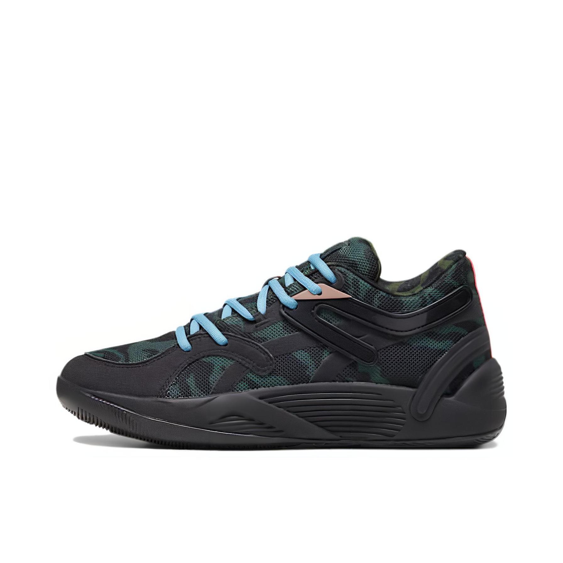 推荐商品：Puma/彪马 Trc Blaze Court 防滑耐磨 舒适减震 实战 圆头 织物 篮球鞋 黑色/绿色