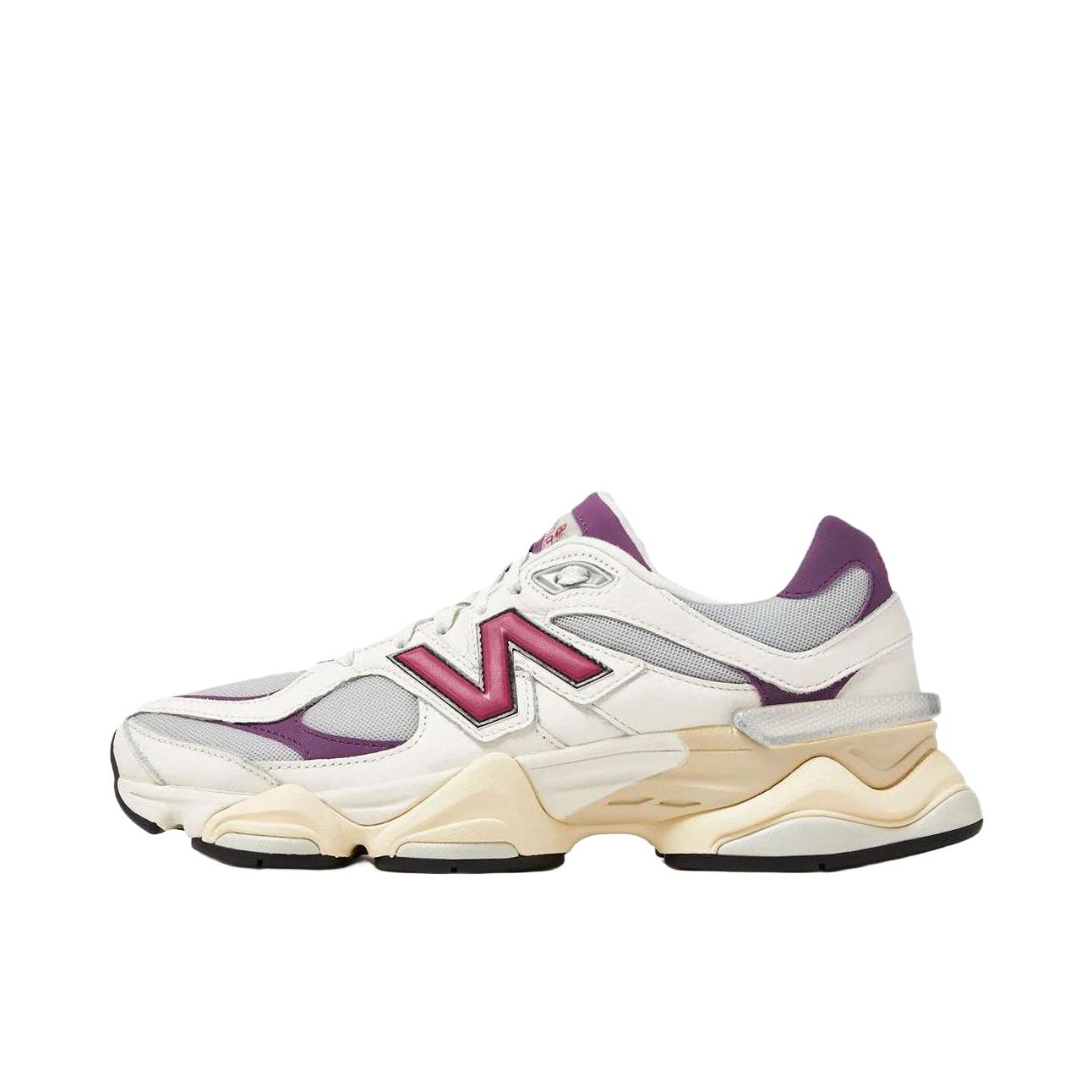 推荐商品：New Balance 9060 跑鞋 绒面革舒适减震网面透气防滑耐磨拼接复古增高圆头贴合耐穿 白色/紫色