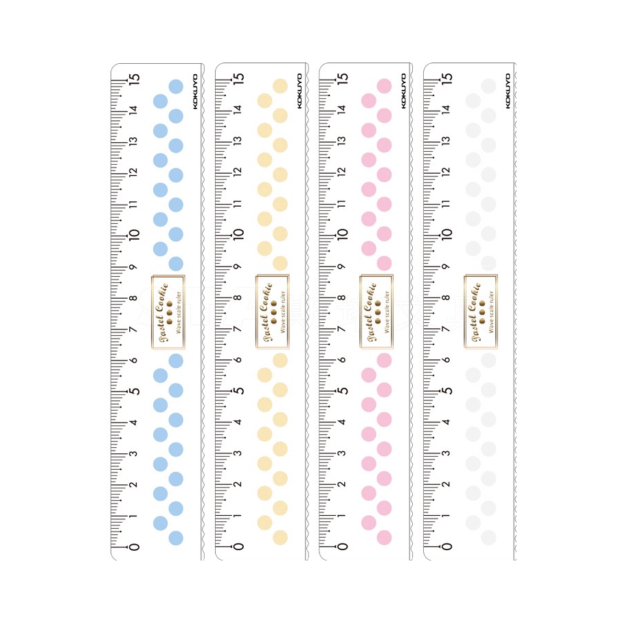 推荐商品：kokuyo/国誉 淡彩系列 波浪边款 加大数字直尺 尺子 15cm WSG-CLC15-1