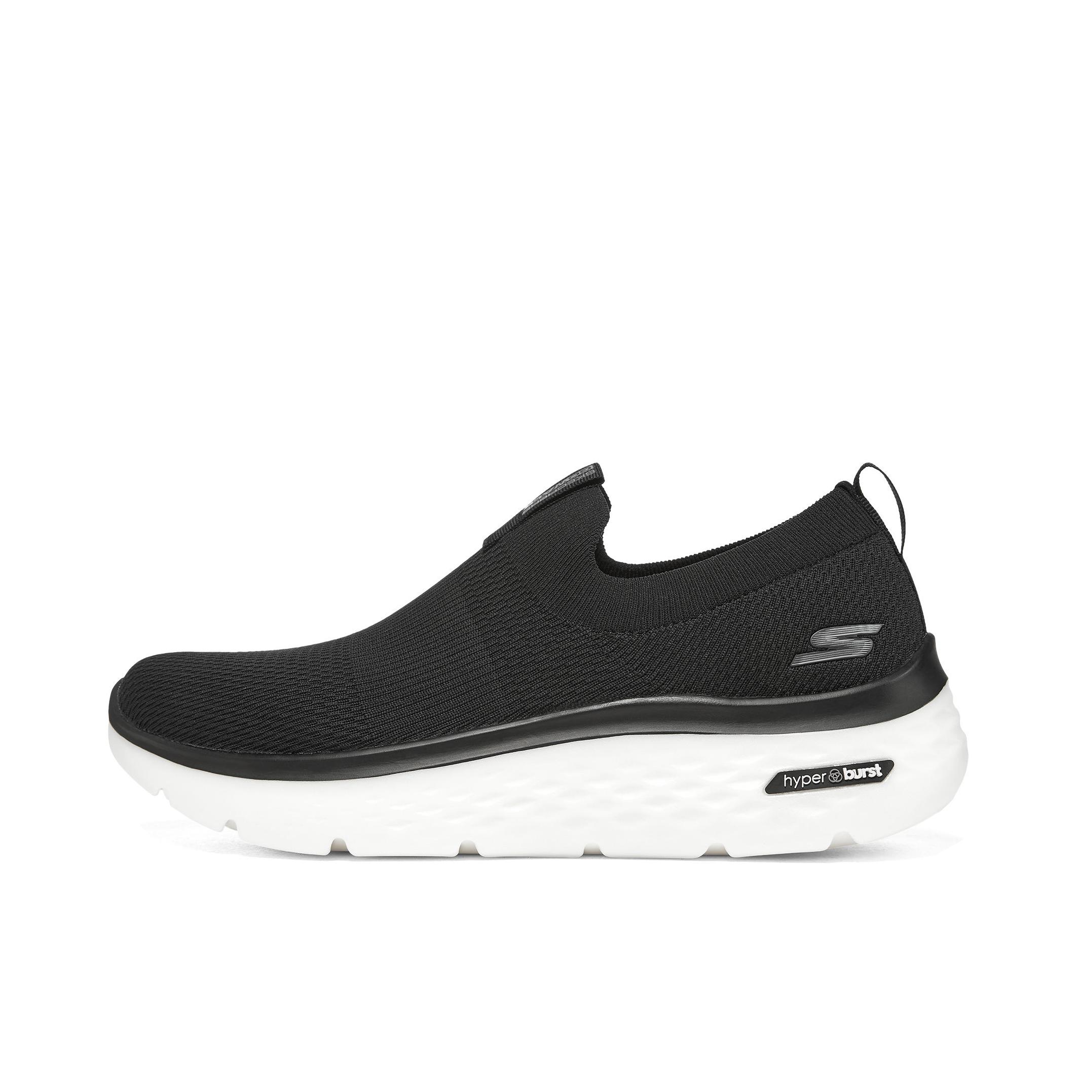 推荐商品：Skechers/斯凯奇 Go Walk Hyper Burst 百搭时尚 防滑耐磨 缓震轻质 网面透气 拼接回弹 舒适软底 一脚穿 运动休闲鞋 黑色/白色