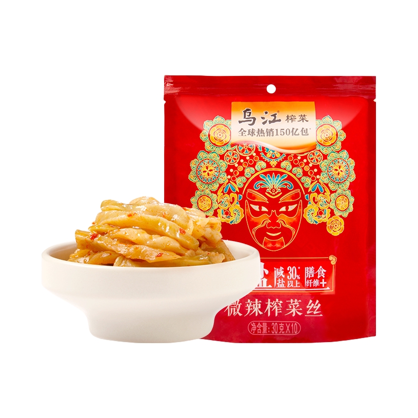 推荐商品：乌江 轻盐 榨菜丝 30g 袋装 开味下饭脆嫩鲜脆爽口佐餐