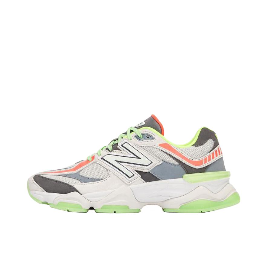 推荐商品：New Balance 9060 跑鞋 绒面革舒适减震网面透气防滑耐磨拼接复古增高圆头贴合耐穿 白色/绿色/橙色