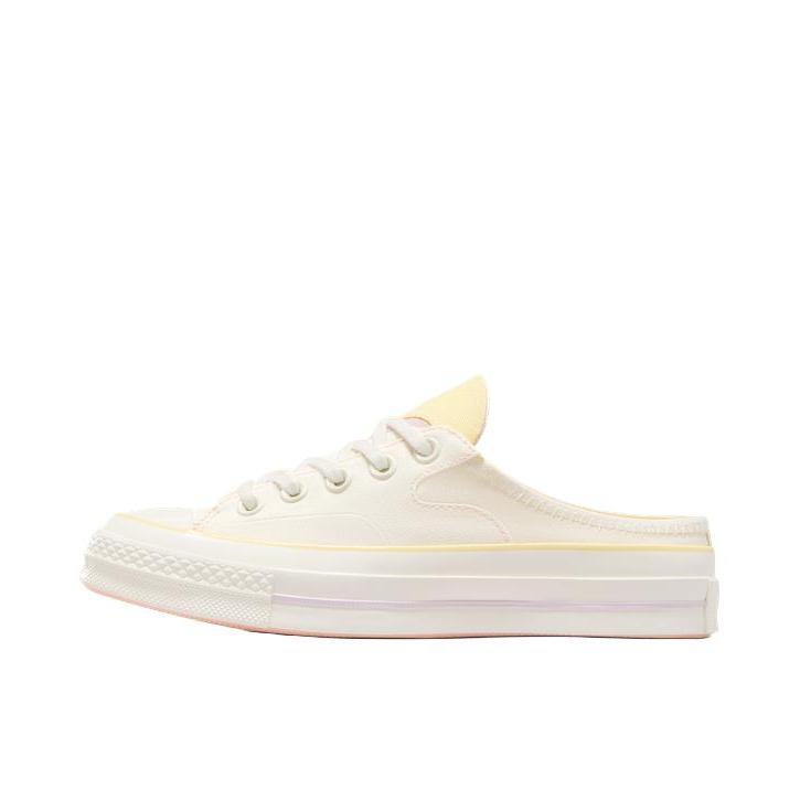 推荐商品：Converse/匡威 Chuck 70 Mule 帆布鞋 舒适减震防滑耐磨透气运动包头一脚蹬 白色/米黄色