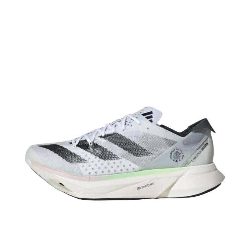 推荐商品：adidas Adizero Adios Pro 3 跑鞋 缓震织物马拉松圆头 灰色/黑色/绿色