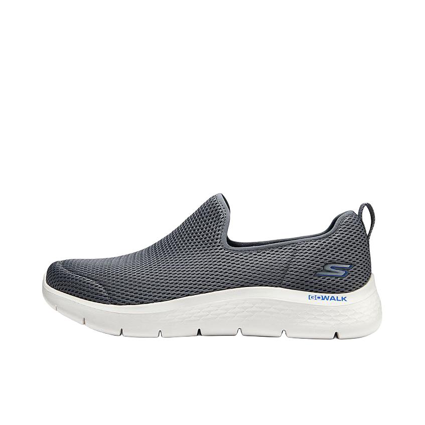 推荐商品：Skechers/斯凯奇 网面透气 轻便缓震 圆头简约 一脚蹬 运动休闲鞋 216325 灰色/白色
