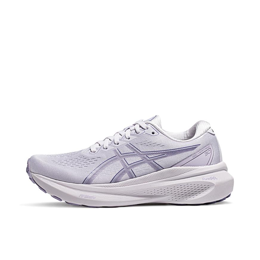 推荐商品：Asics/亚瑟士 Gel-Kayano 30 跑鞋 舒适透气轻便稳定足弓支撑防滑耐磨缓震轻量回弹慢跑圆头 女款/灰色/紫色