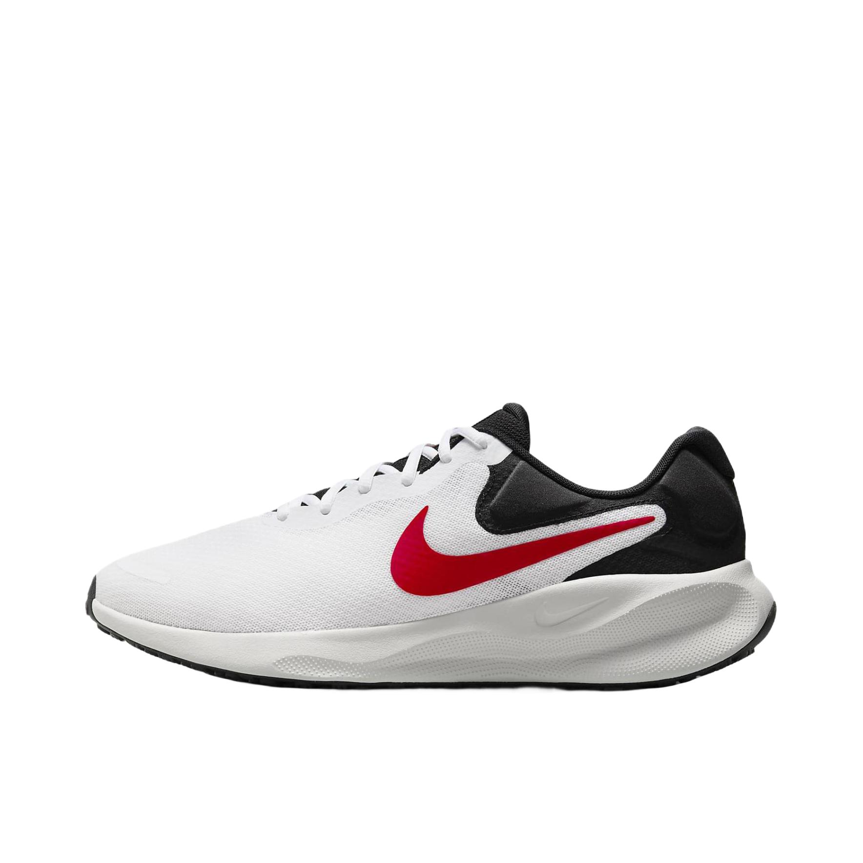 推荐商品：Nike Revolution 7 跑鞋 舒适百搭耐磨透气减震休闲运动支撑训练轻便易穿脱 白色/黑色/红色