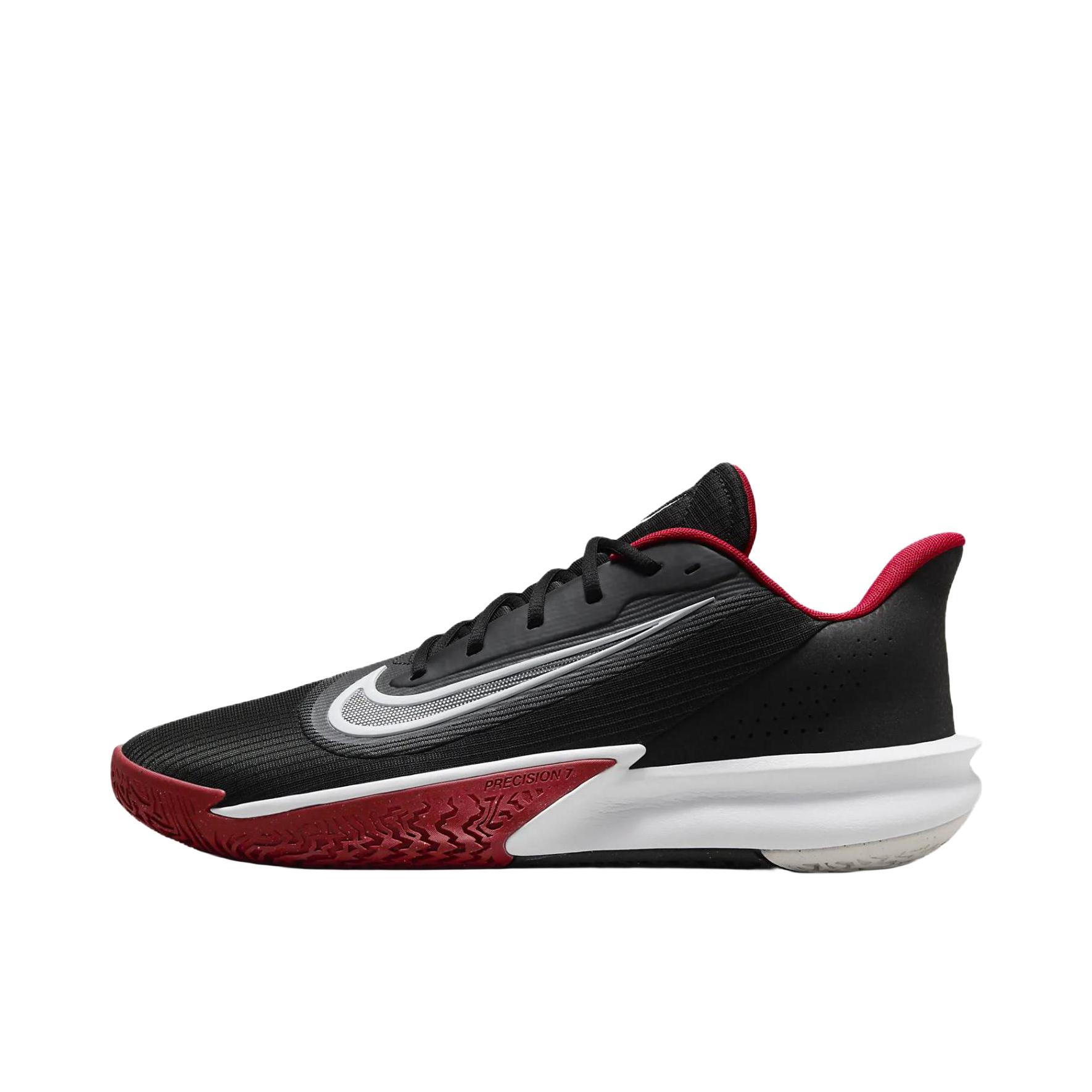 推荐商品：Nike Precision 7 精密7 篮球鞋 抗扭实战防滑耐磨缓震支撑室外舒适百搭训练 黑色/大学红/白色 