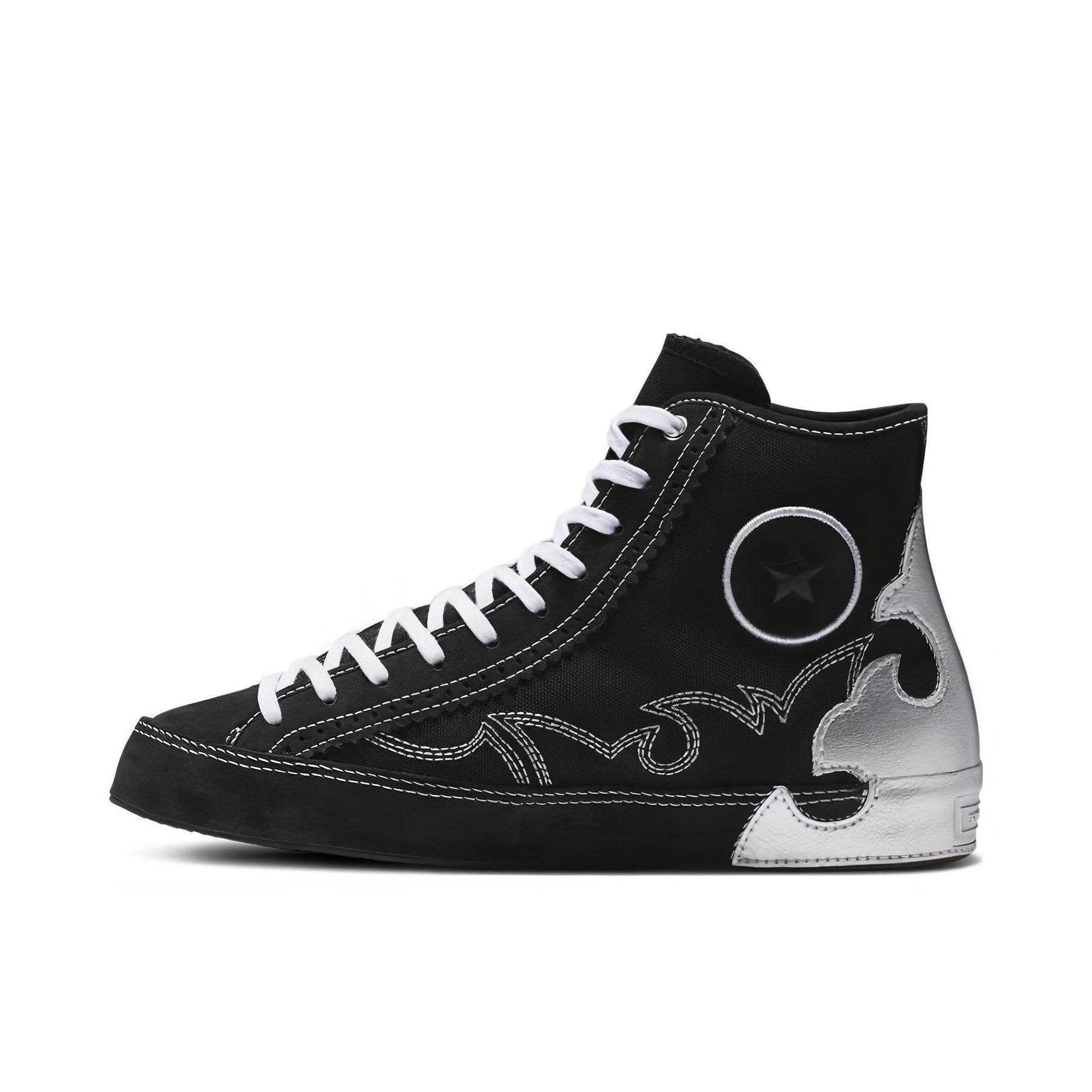 推荐商品：Converse/匡威 Chuck Taylor All Star Sasha 帆布鞋 防滑耐磨圆头轻便时尚潮流复古 Black/Silver 黑色/银色