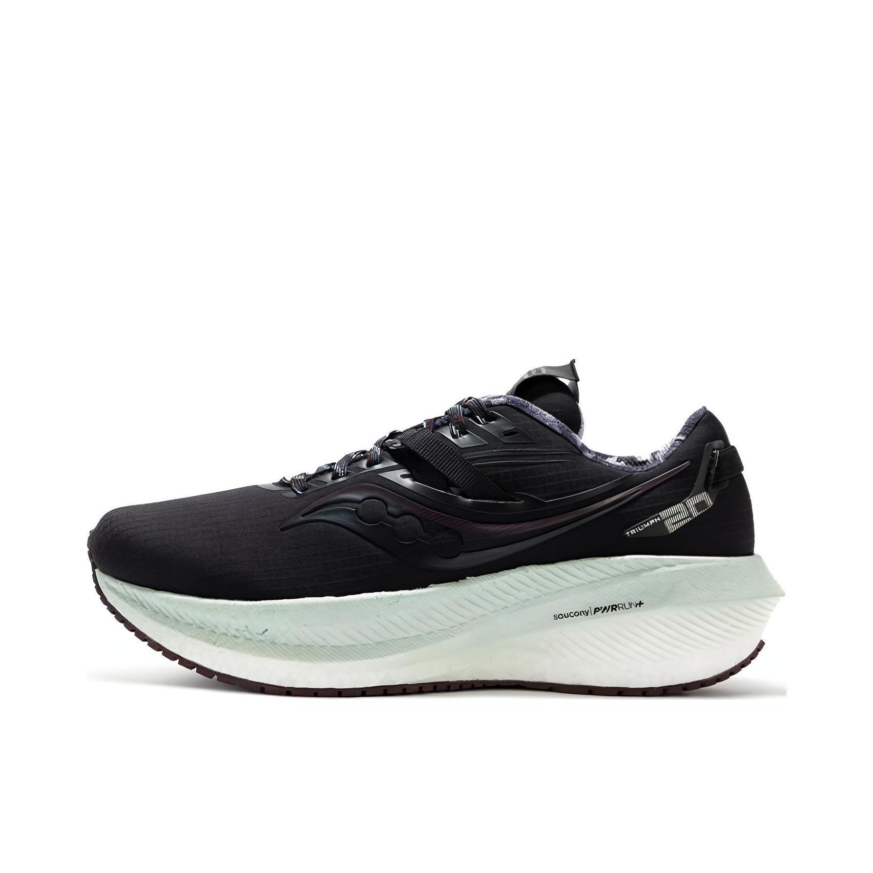 推荐商品：Saucony/索康尼 Triumph 胜利 20 减震透气 防水 防滑耐磨 跑鞋 男款/黑色/灰色