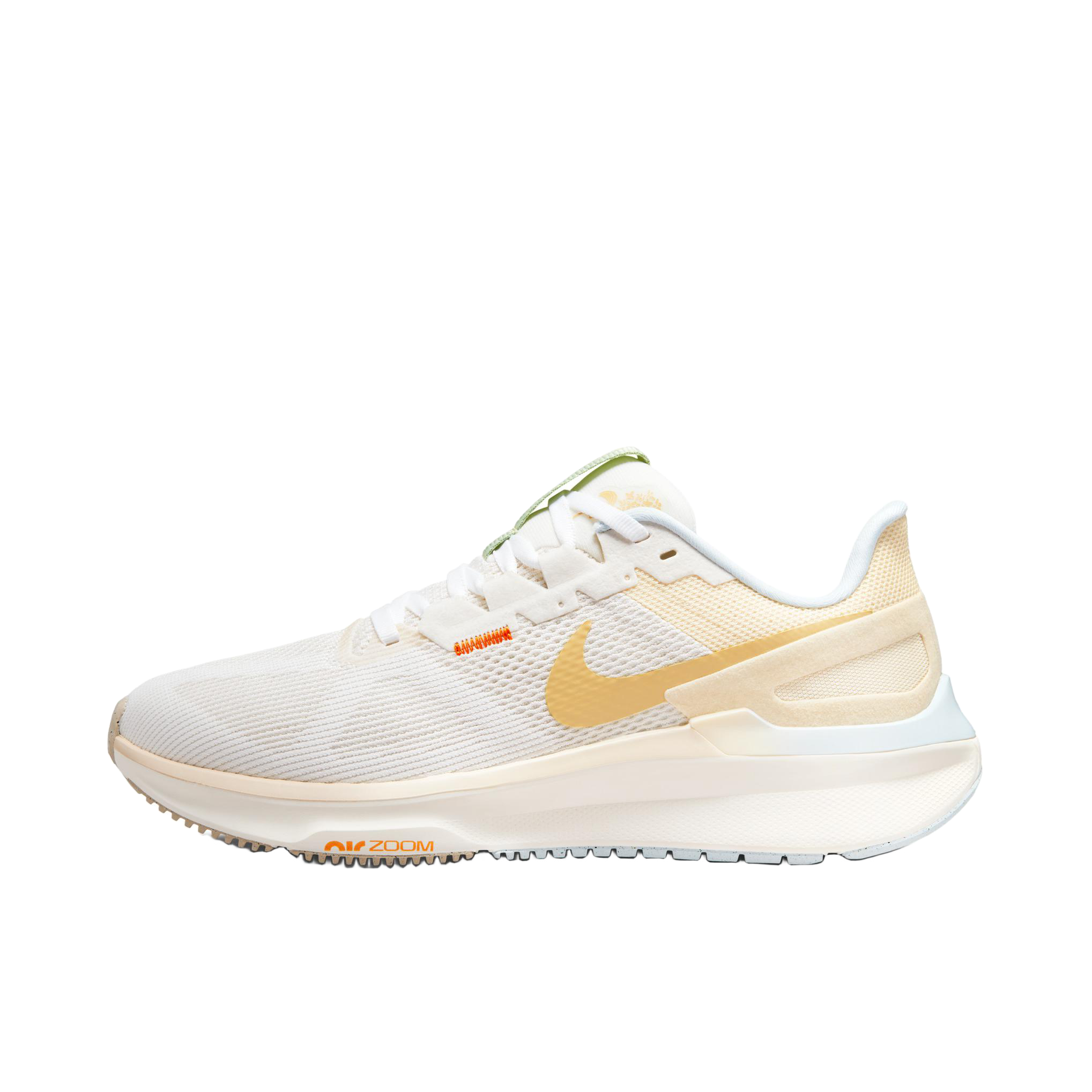 推荐商品：Nike Air Zoom Structure 25 跑鞋 公路减震织物支撑训练轻便 女款/帆白/浅金黄/椰奶色