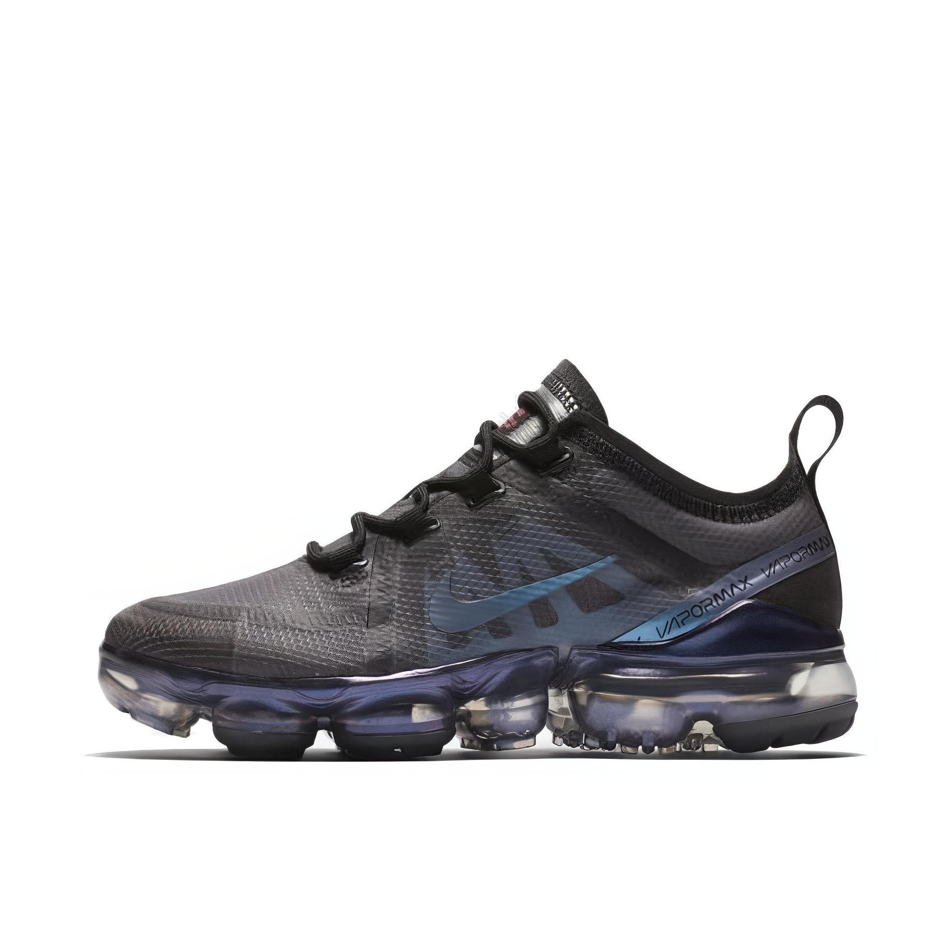 推荐商品：Nike Air VaporMax 2019 跑鞋 全掌气垫减震回弹防滑耐磨织物网布支撑运动 Throwback Future 黑蓝