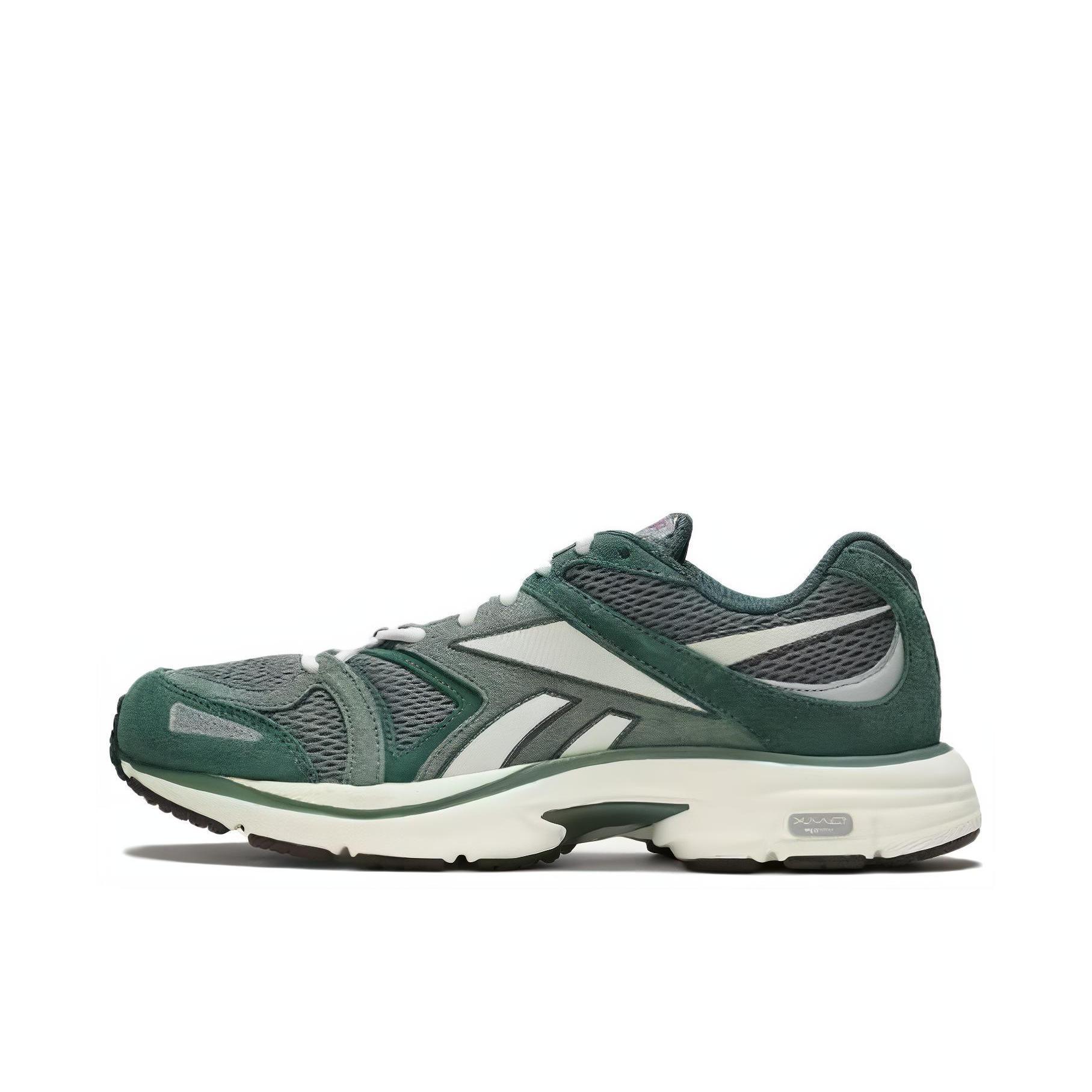 推荐商品：Reebok/锐步 Premier Road Plus VI 运动休闲鞋 经典复古织物拼接合成革圆头减震轻便包裹性  军绿色/白色