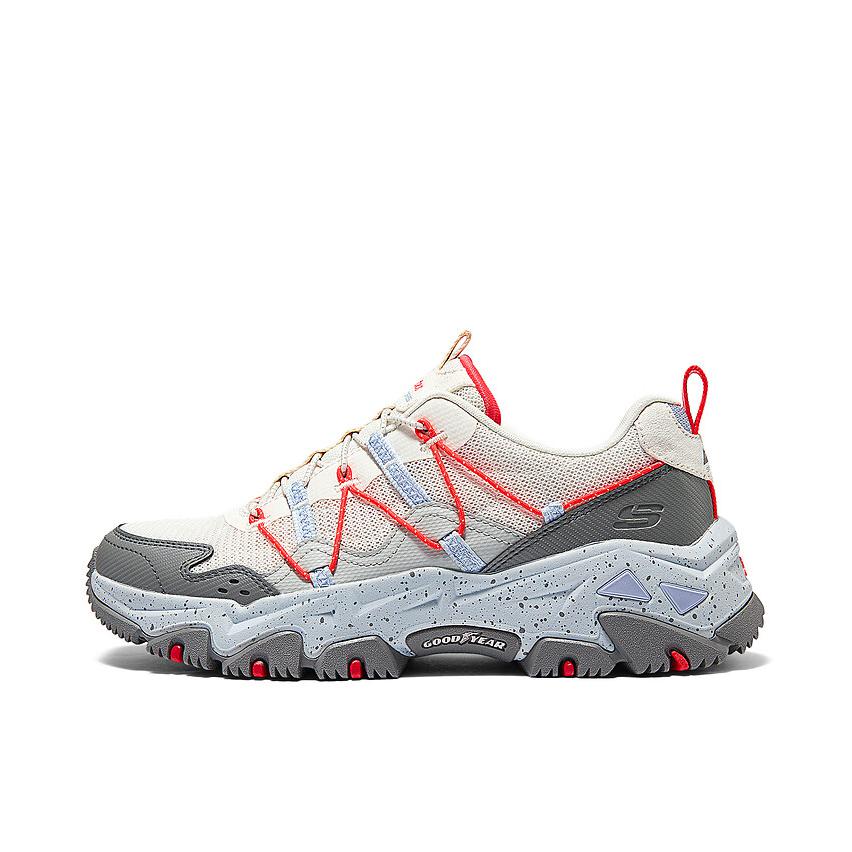推荐商品：Skechers/斯凯奇  云屿  舒适减震 防滑耐磨 百搭复古  厚底鞋 徒步鞋 户外鞋 女款/乳白色/灰色