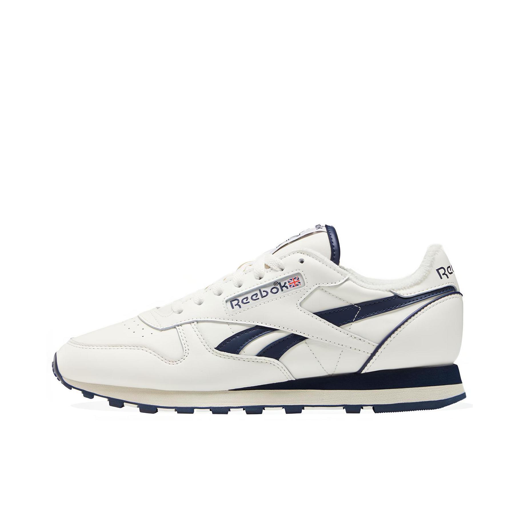 推荐商品：Reebok/锐步 Classic Leather 跑鞋 休闲复古减震回弹防滑耐磨低帮合成革织物轻便 白色/黑标