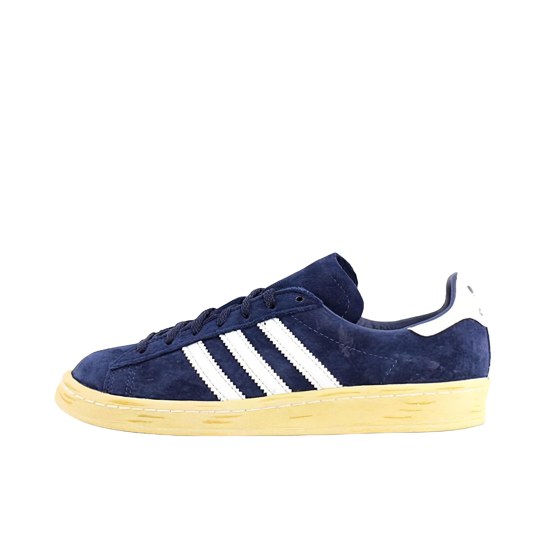 推荐商品：adidas originals Campus 80s 板鞋 复古减震透气防滑轻便休闲舒适耐磨低帮时尚潮流 mita sneakers联名/深蓝色/白色