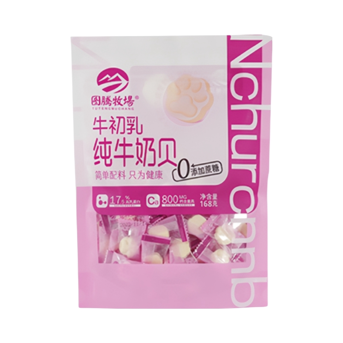 推荐商品：图腾牧场 无蔗糖纯牛奶贝 168g 袋装 牛初乳