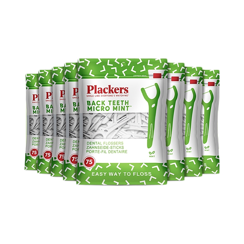 推荐商品：plackers 后牙大牙专用家庭装大包装超细剔牙牙线棒