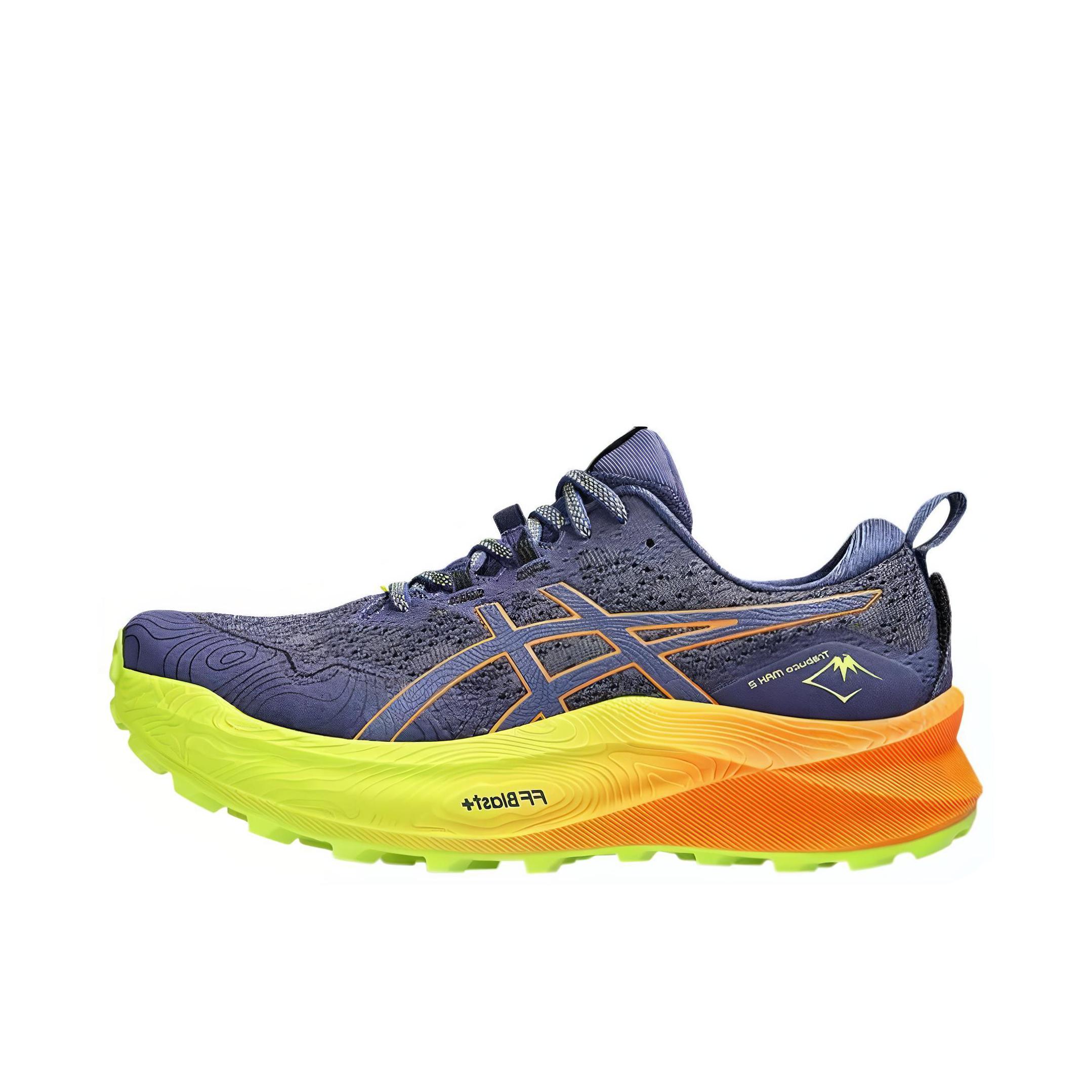 推荐商品：Asics/亚瑟士 Trabuco Max 2 越野抓地 缓震回弹 防滑透气 耐磨 织物 网布 户外鞋 深蓝/橙色