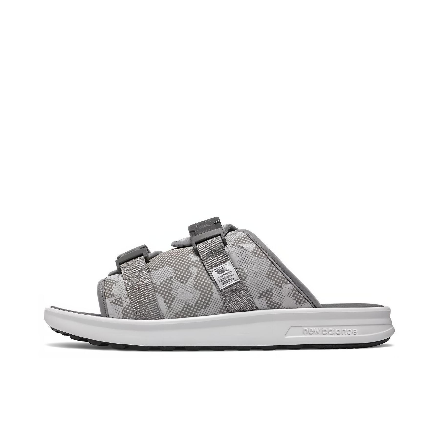 推荐商品：New Balance SDL330 休闲运动 百搭简约 潮流 舒适轻便 防滑耐磨 橡胶底 平跟 一字 拖鞋 迷彩浅灰