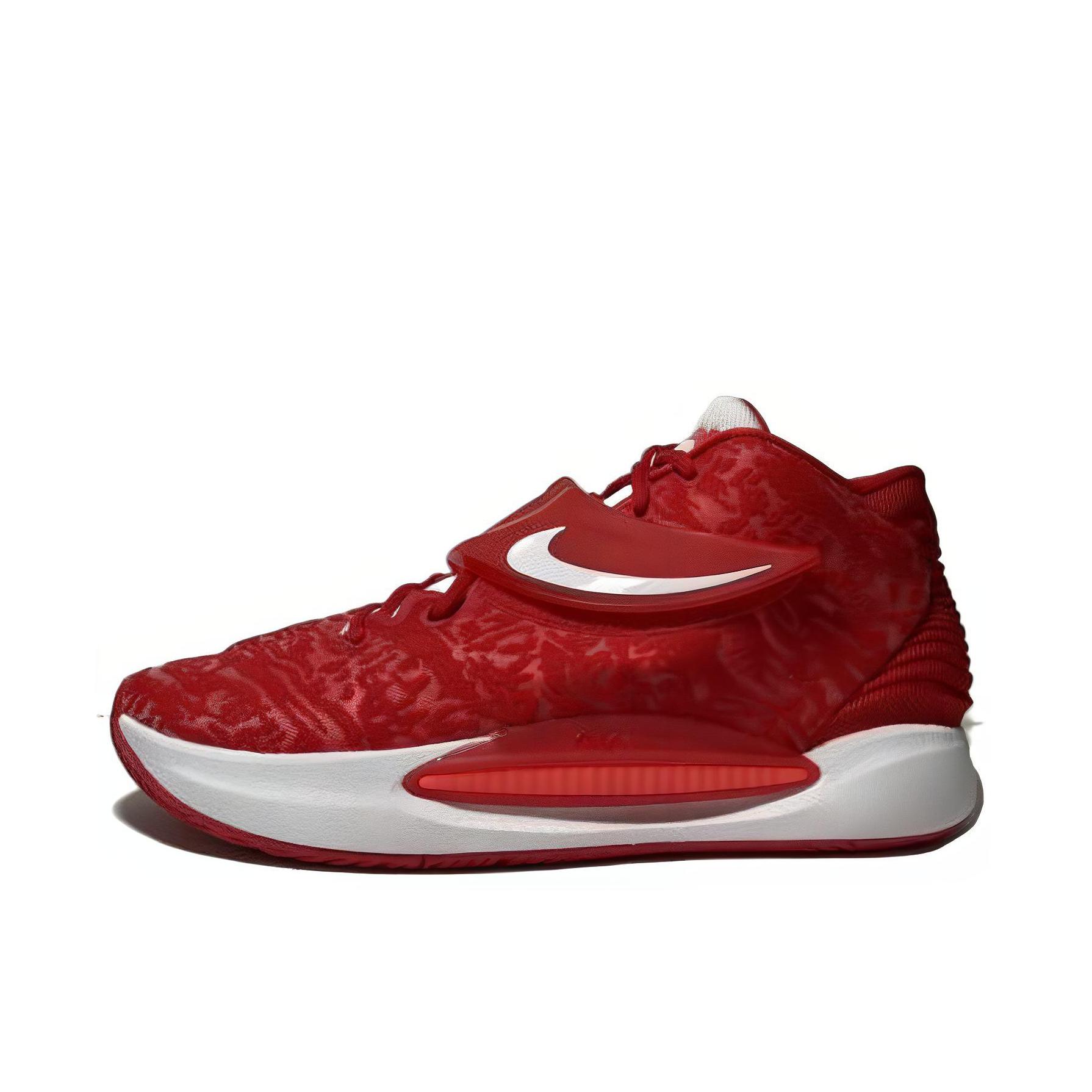 推荐商品：Nike KD 14 杜兰特 防滑耐磨 包裹性 圆头 支撑 实战 减震 织物 魔术贴 篮球鞋 红色/白色