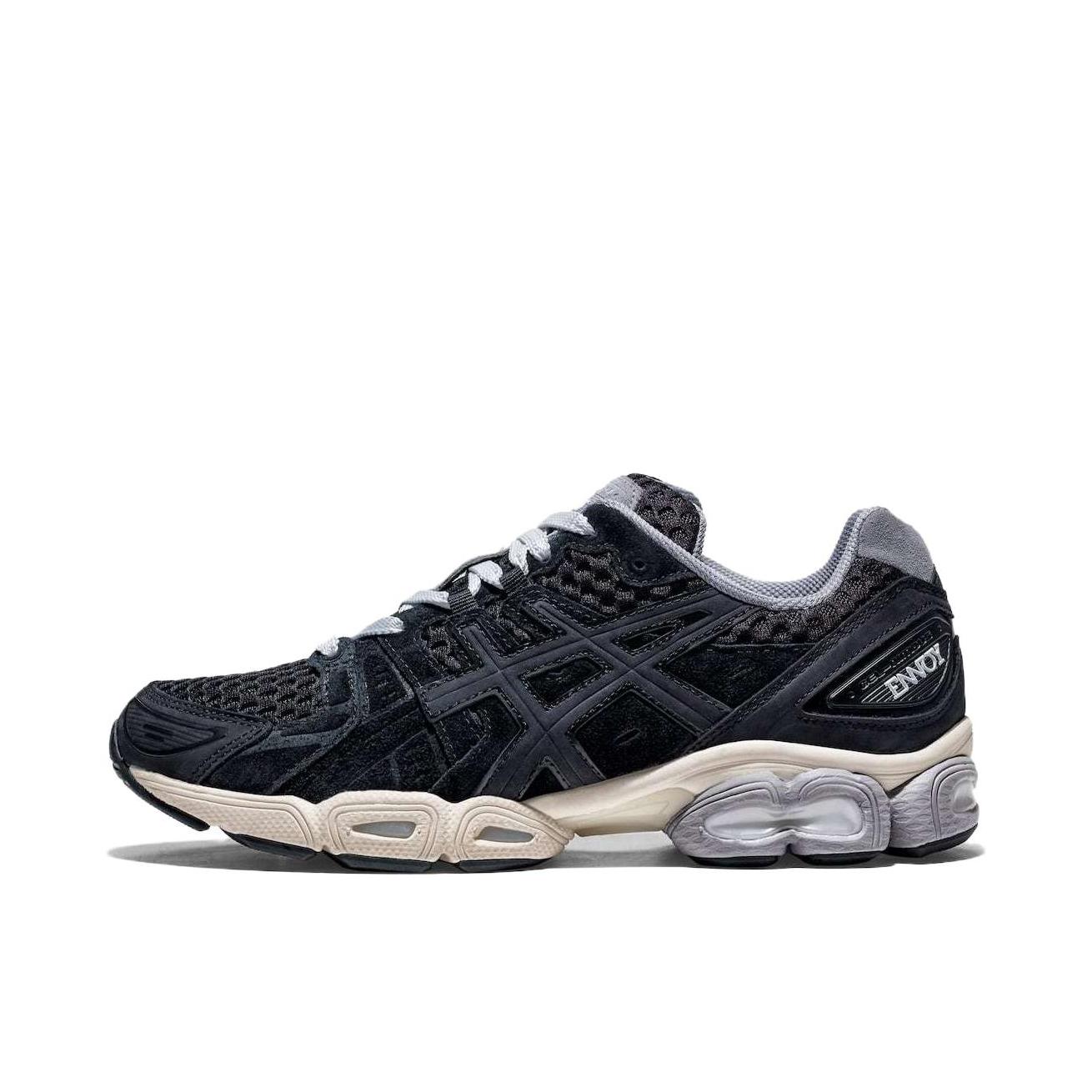 推荐商品：Asics/亚瑟士 Gel-Nimbus 9 跑鞋 减震回弹防滑耐磨网布透气合成革复古百搭圆头 黑色/米色
